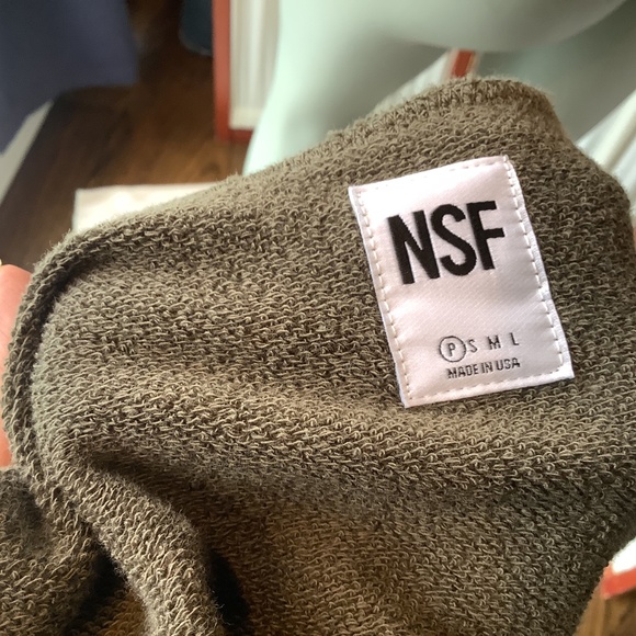 NSF Womens Distressed Destroyed Sweatshirt Top Khaki Green Size Small - Picture 6 of 7